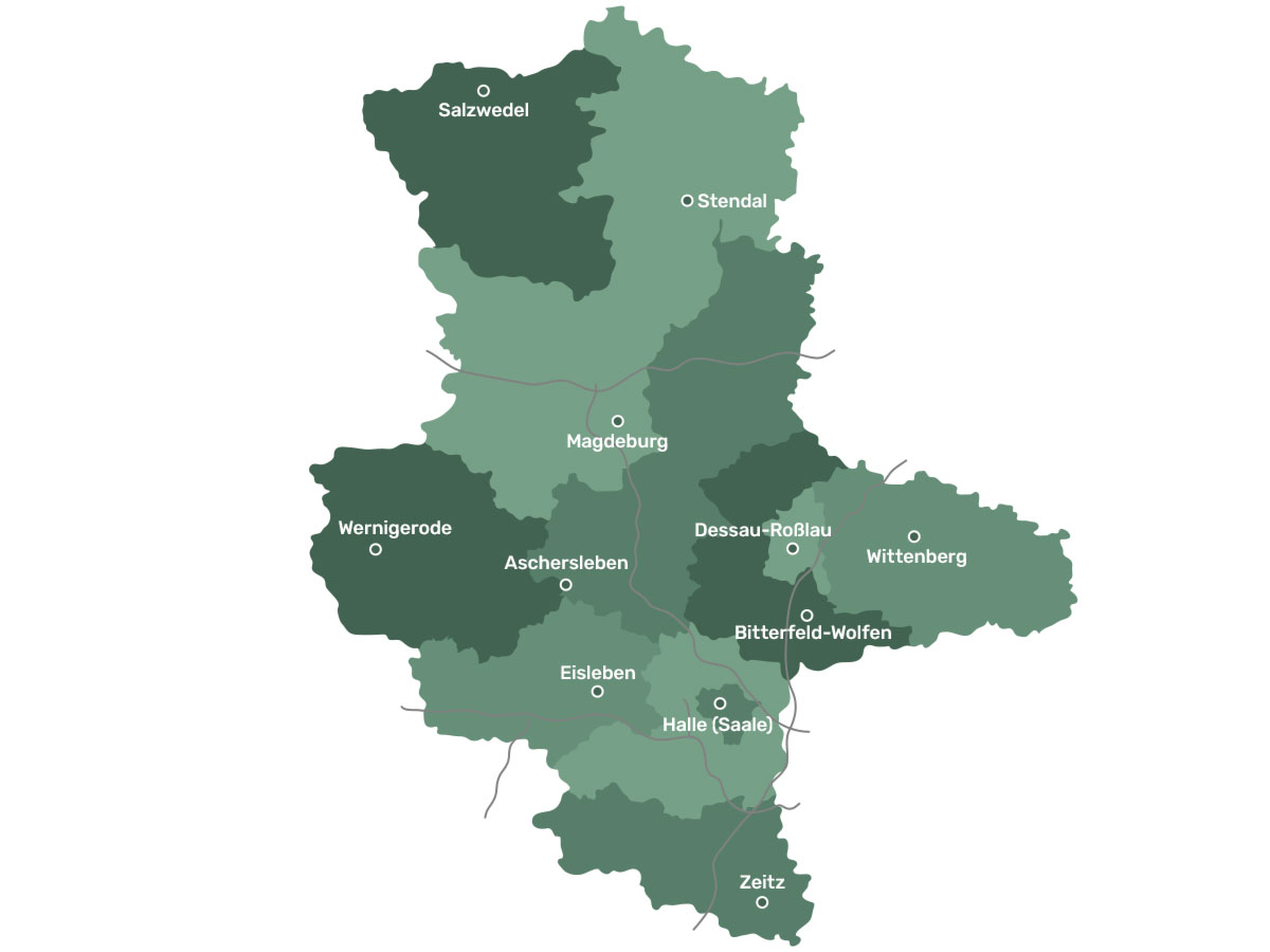 Karte von Sachsen-Anhalt mit dem Wildaufkauf-Gebiet von LENZ WILD
